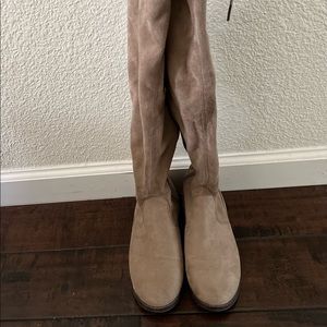 Knee high taupe boots